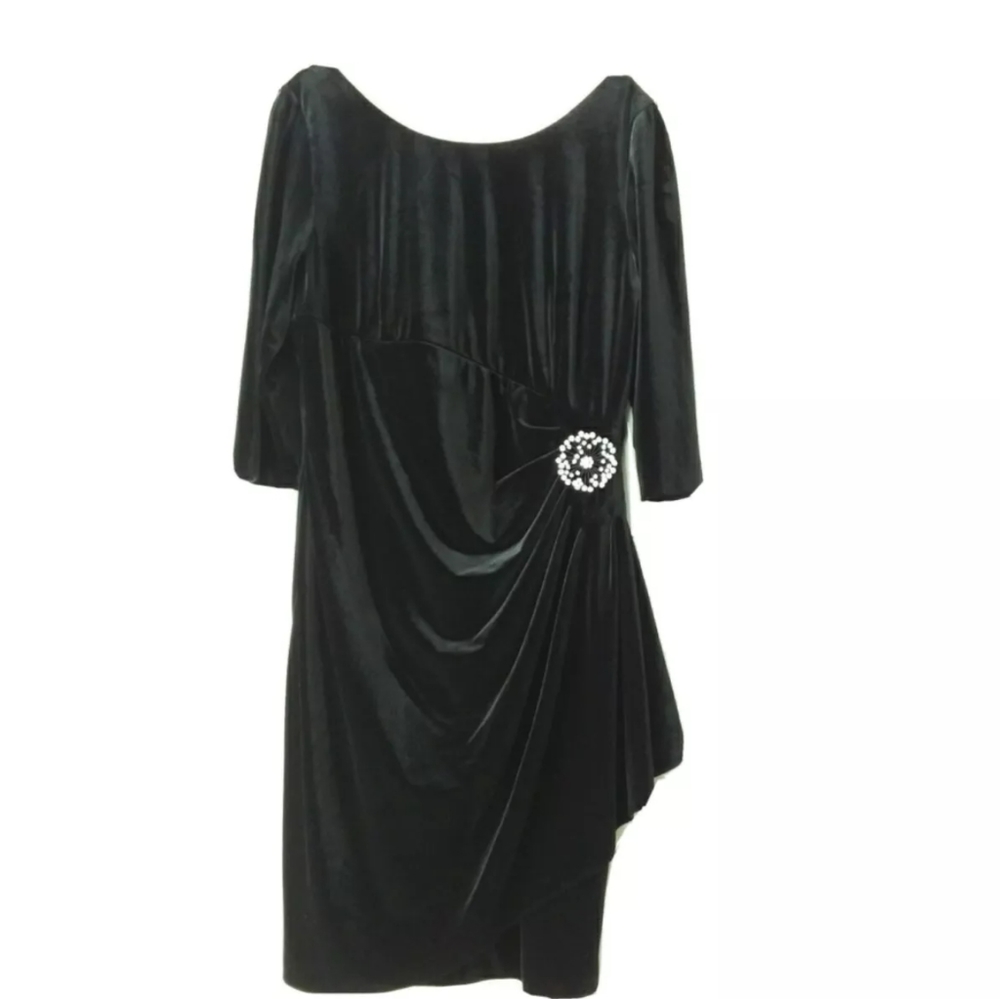Alex Evenings | Black Velvet Faux Wrap Dress